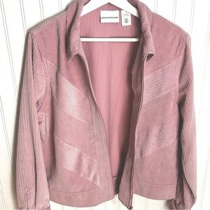 Alfred Dunner Pink Soft Corduroy Full Front Zip Jacket Women’s Size 12